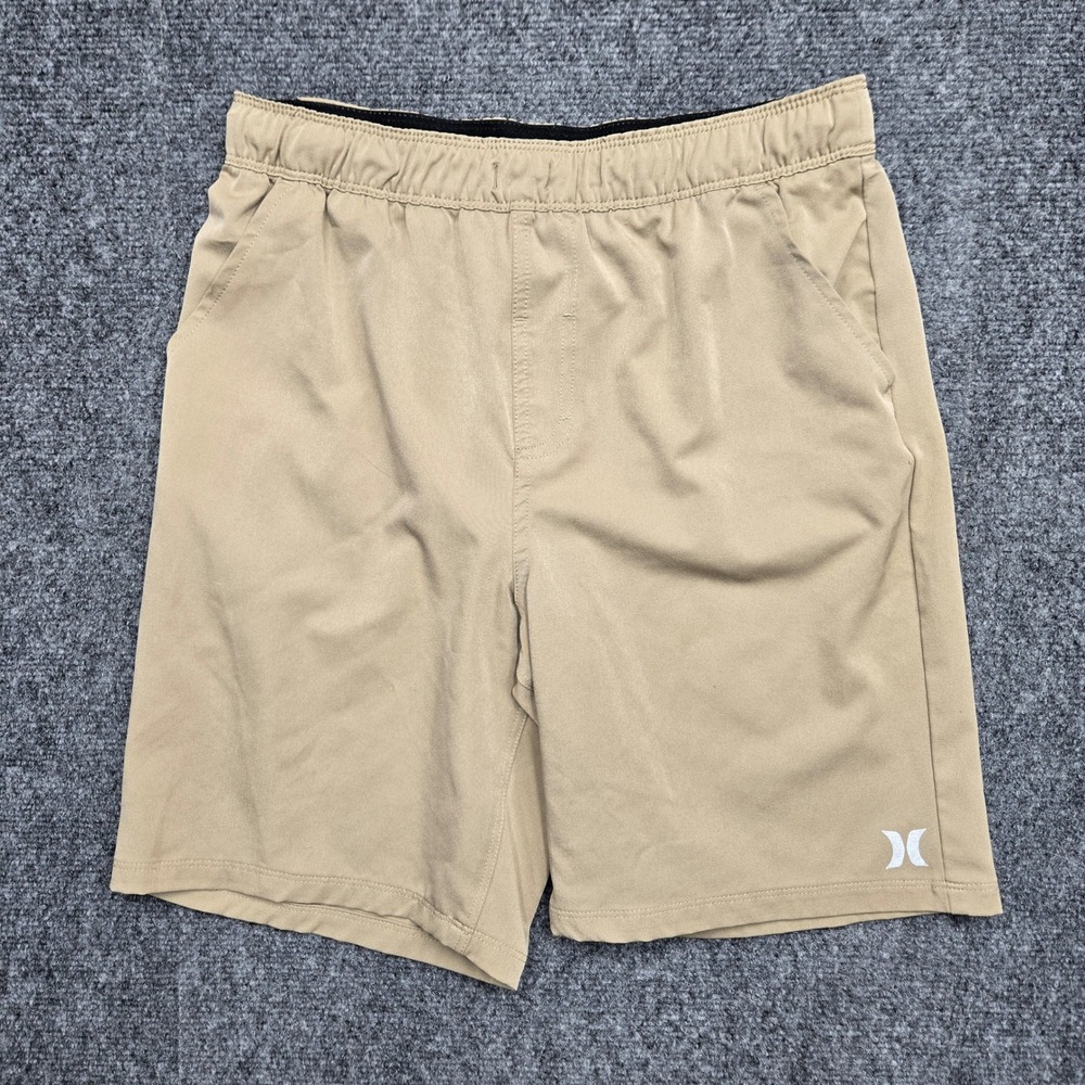 Hurley Mens Size Medium W28 Hybrid Shorts Tan Khaki Elastic Waist Performance